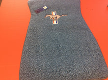 Load image into Gallery viewer, 1965-1973 Mustang Medium Blue Pony Floormats with Pony & Bars Logo on Front Mats and Rear mats are Plain, Set of 4. Original Color Used for 1966, 1967 &1968 Cars.