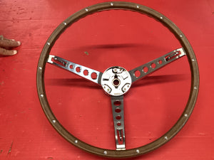 Mustang 1967 Deluxe WOODGRAIN Steering Wheel with Horn Ring. Does not come with center pad.