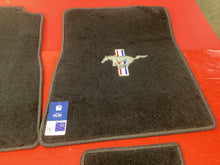 Load image into Gallery viewer, MUSTANG 2010-2014 BLACK PONY FLOOR MATS WITH SILVER RUNNING HORSE LOGO
