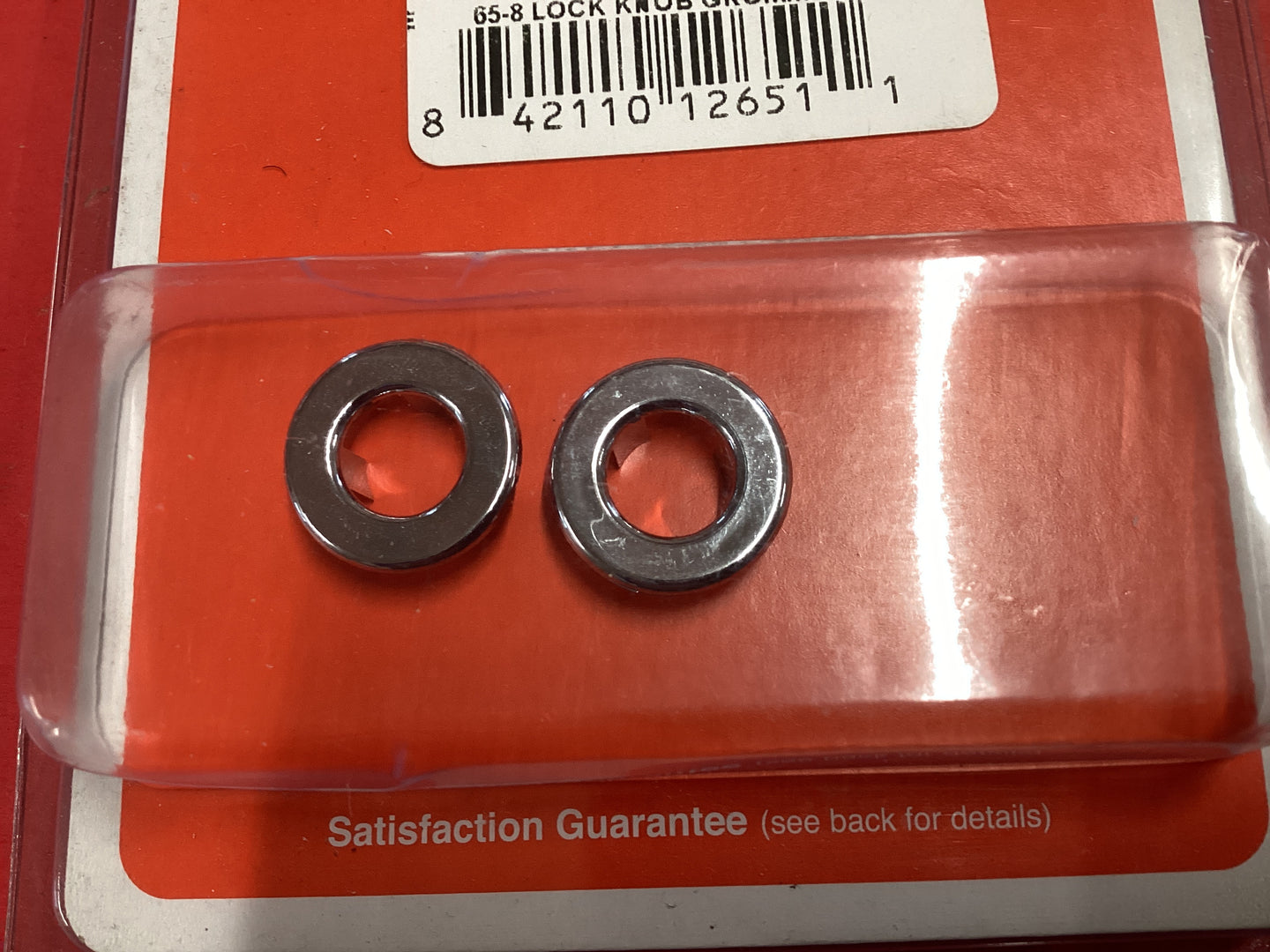 1965-1968 Chrome Lock Knob Gromets Pair Plastic Also fit 1969-1973 Standard Interior