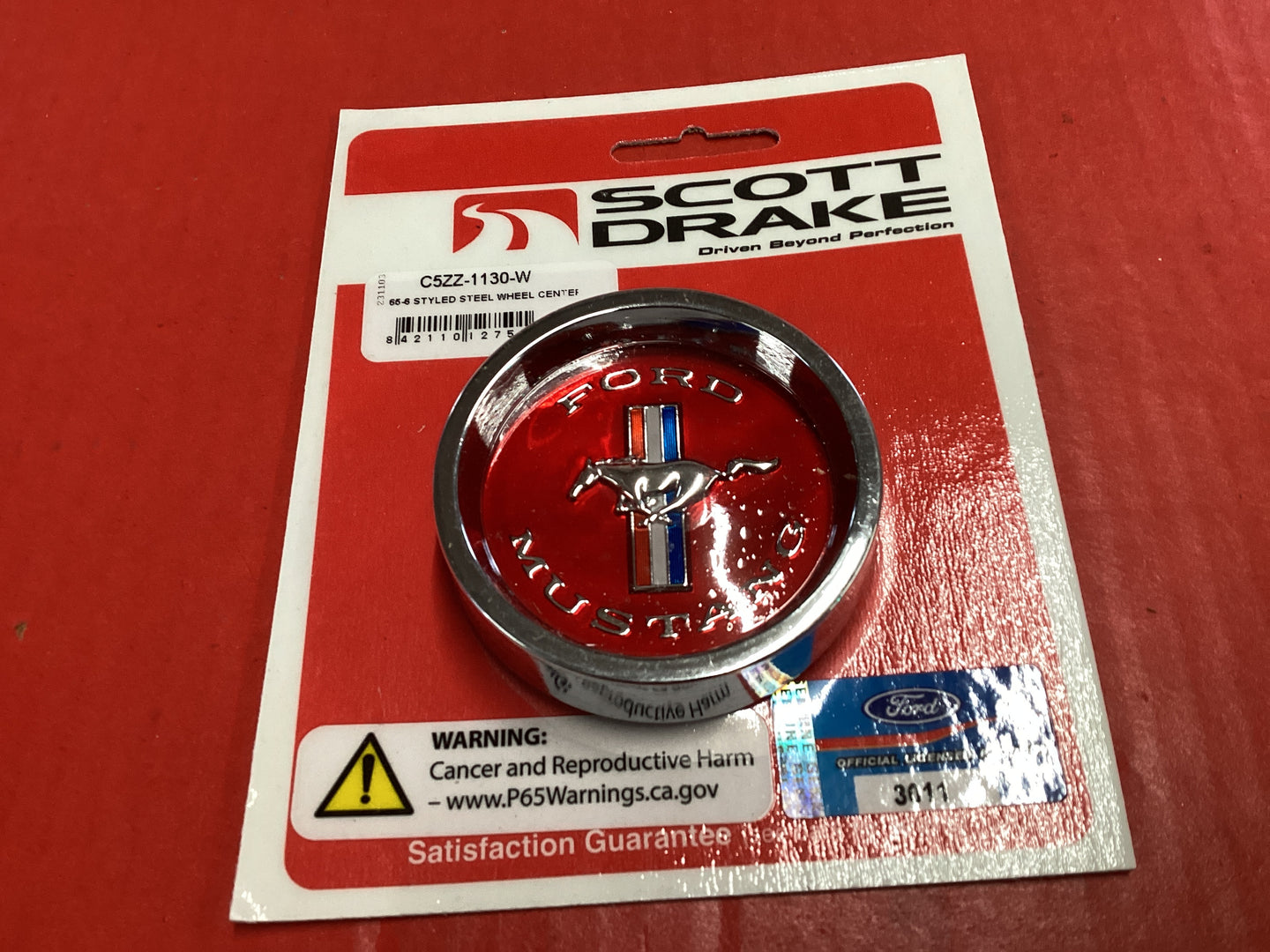 1965-1966 Mustang Red Center for Styled Steel Wheels