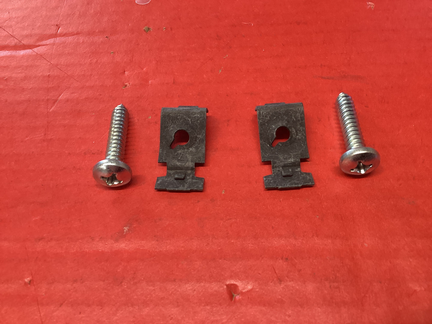 1965-1966 Arm Rest Base Mounting Screws & Clips Need 2 Per Car.