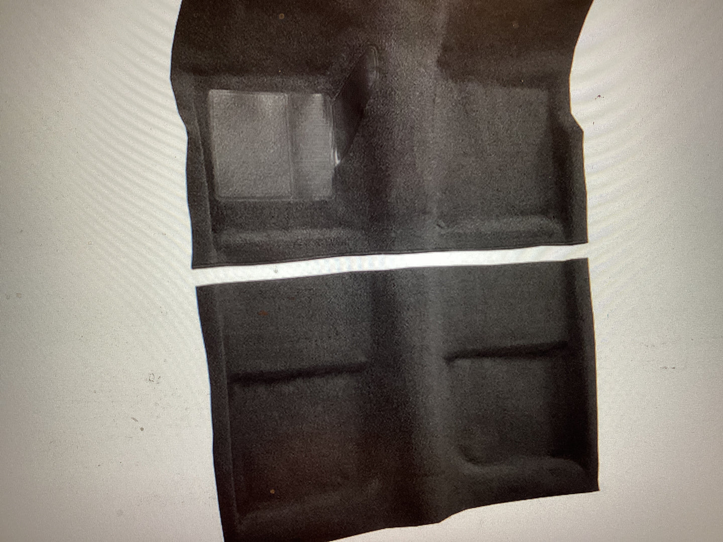 Mustang 1965-1968 Coupe Black Carpet Front & Rear 2 Piece with Vinyl Inserts on Drivers Side