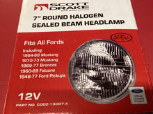 Load image into Gallery viewer, Headlight Bulb Mustang Halogen 7&quot;  with FOMOCO Script Fits 1964-1968 &amp; 1970-1973. Not for 1969.
