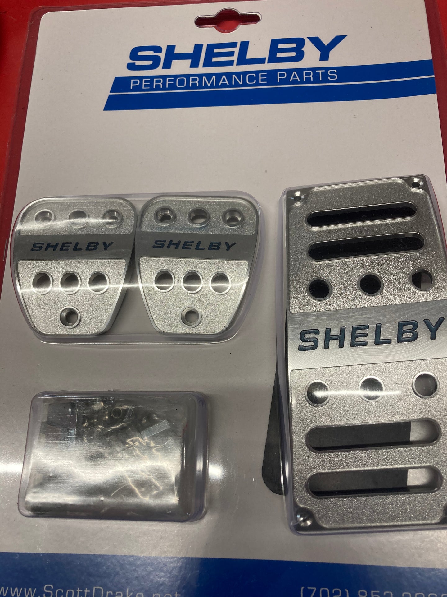 2015-2021 Mustang Shelby GT350 Gas, Brake, Clutch Pedal Covers Billet Aluminum with Shelby Logo