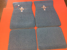 Load image into Gallery viewer, l1965-1973 Mustang Medium Blue Pony Floormats with Pony &amp; Bars Logo on Front Mats and Rear mats are Plain, Set of 4. Original Color Used for 1966, 1967 &amp;1968 Cars.
