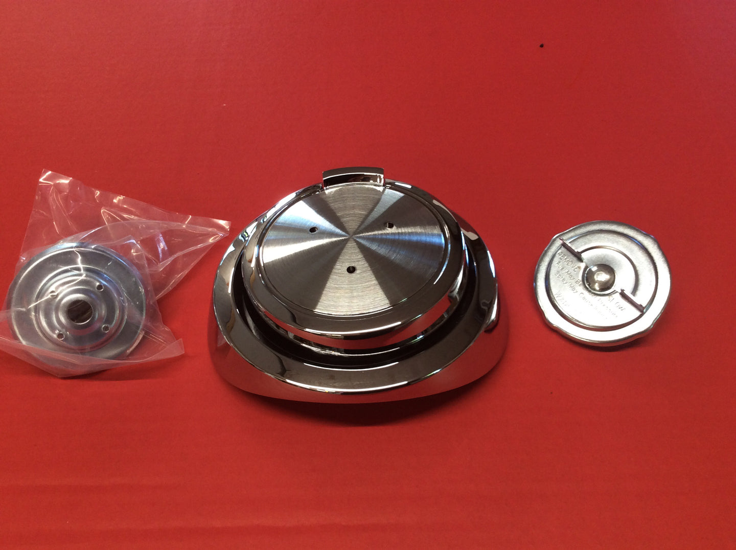 1967-68 Mustang/Shelby  Pop Open Gas Gap No Emblem (use with Shelby GT350,GT500 or Cobra Jet Emblems)