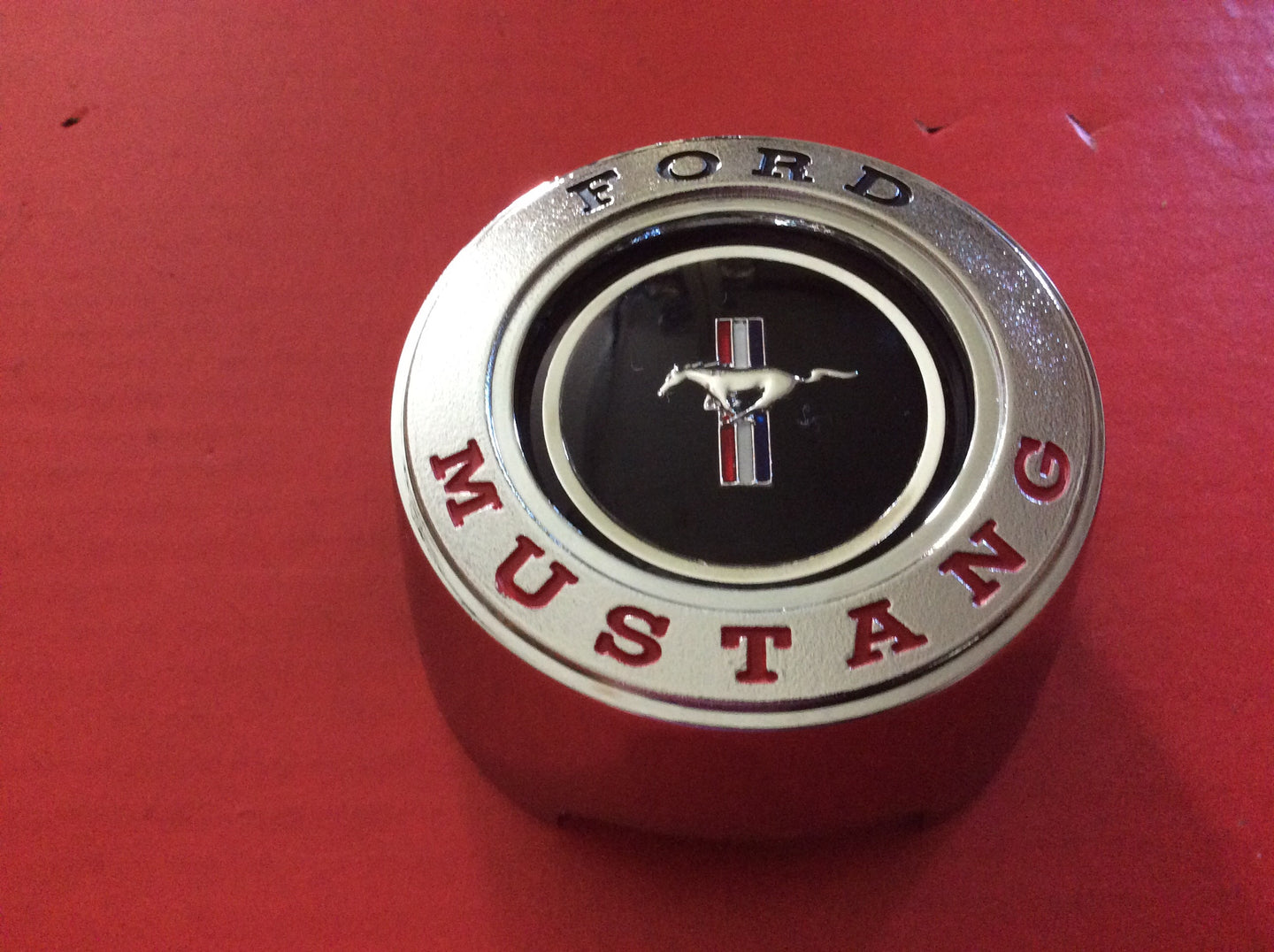 1965-66 Mustang Pony Woodgrain Steering  Wheel Center Cap  Mustang Emblem