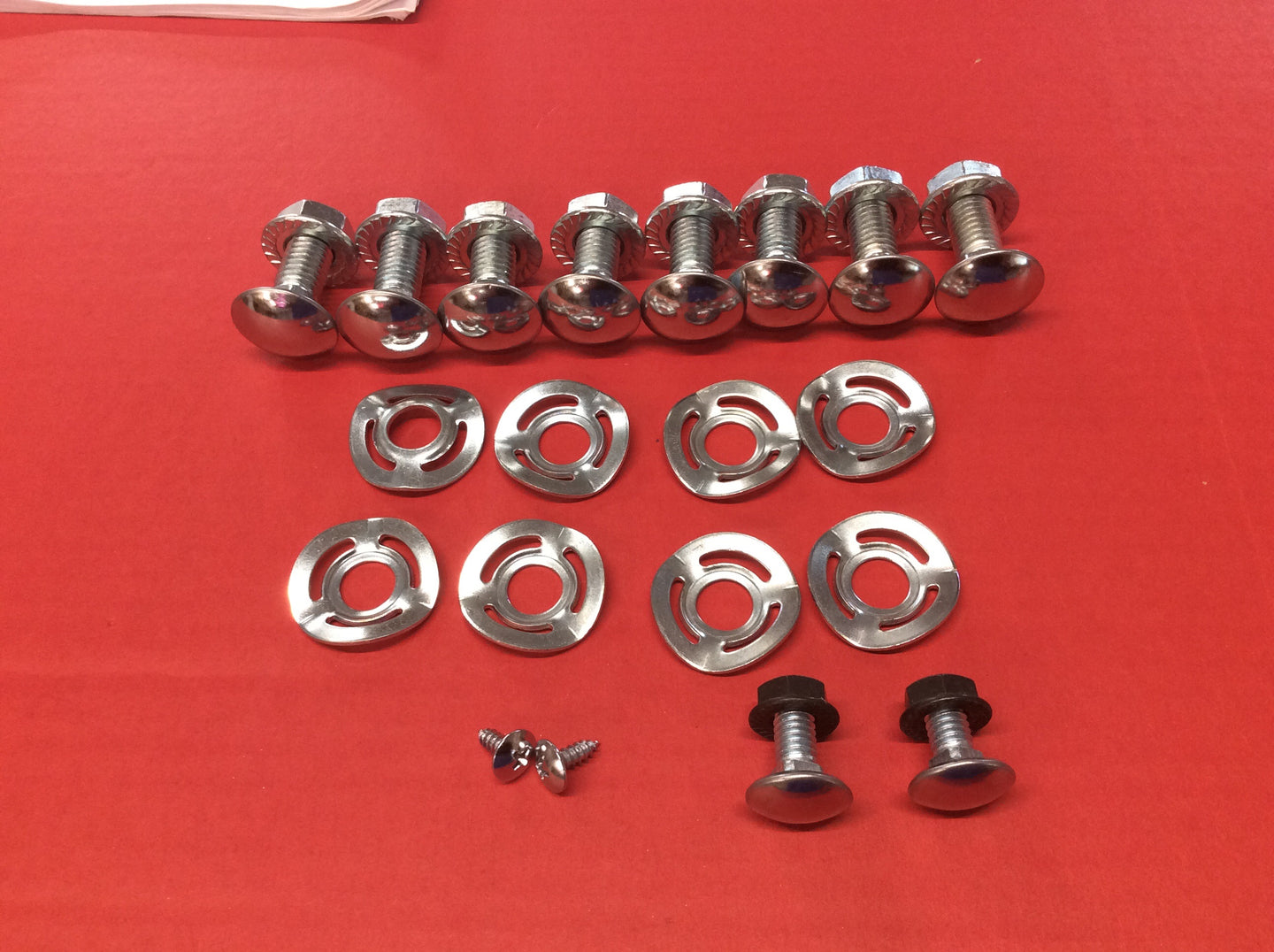 1969 Mustang Bumper Bolt Set. Front & Rear with Wave Washers