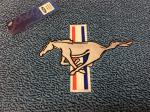 l1965-1973 Mustang Medium Blue Pony Floormats with Pony & Bars Logo on Front Mats and Rear mats are Plain, Set of 4. Original Color Used for 1966, 1967 &1968 Cars.