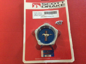 1967 Mustang Styled Steel Wheel Blue Center Chrome Cap