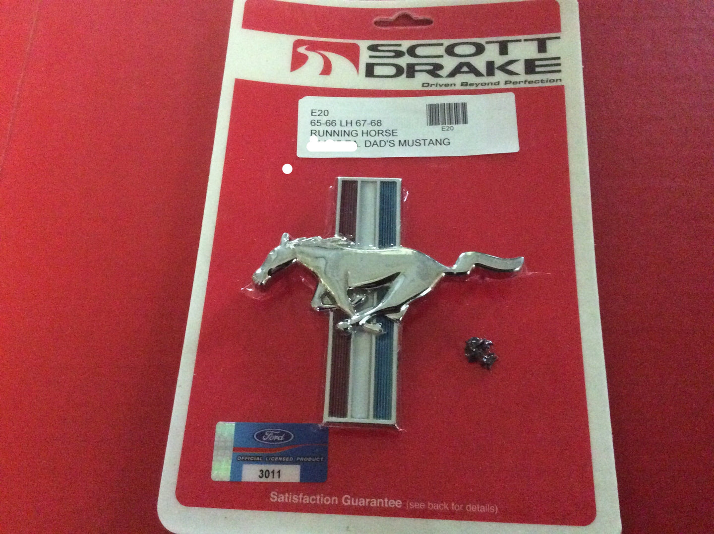 1965-68 Mustang Front Fender Emblem Pony and Bars Left