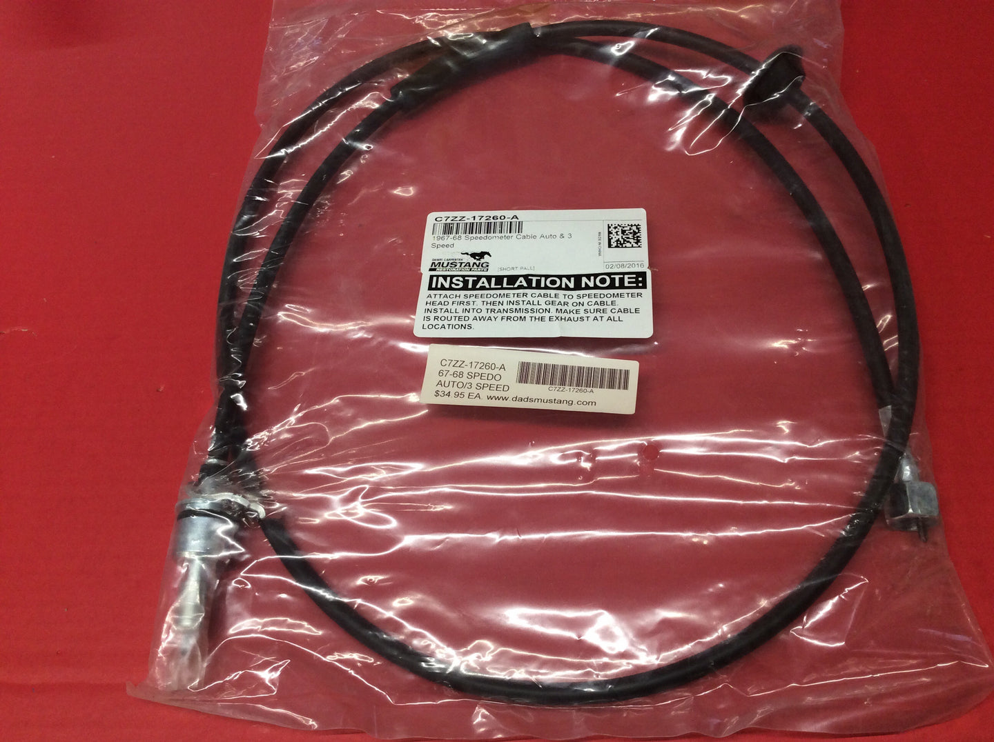1967-68 Mustang Speedometer Cable Automatic and 3 Speed Manual Transmission 68