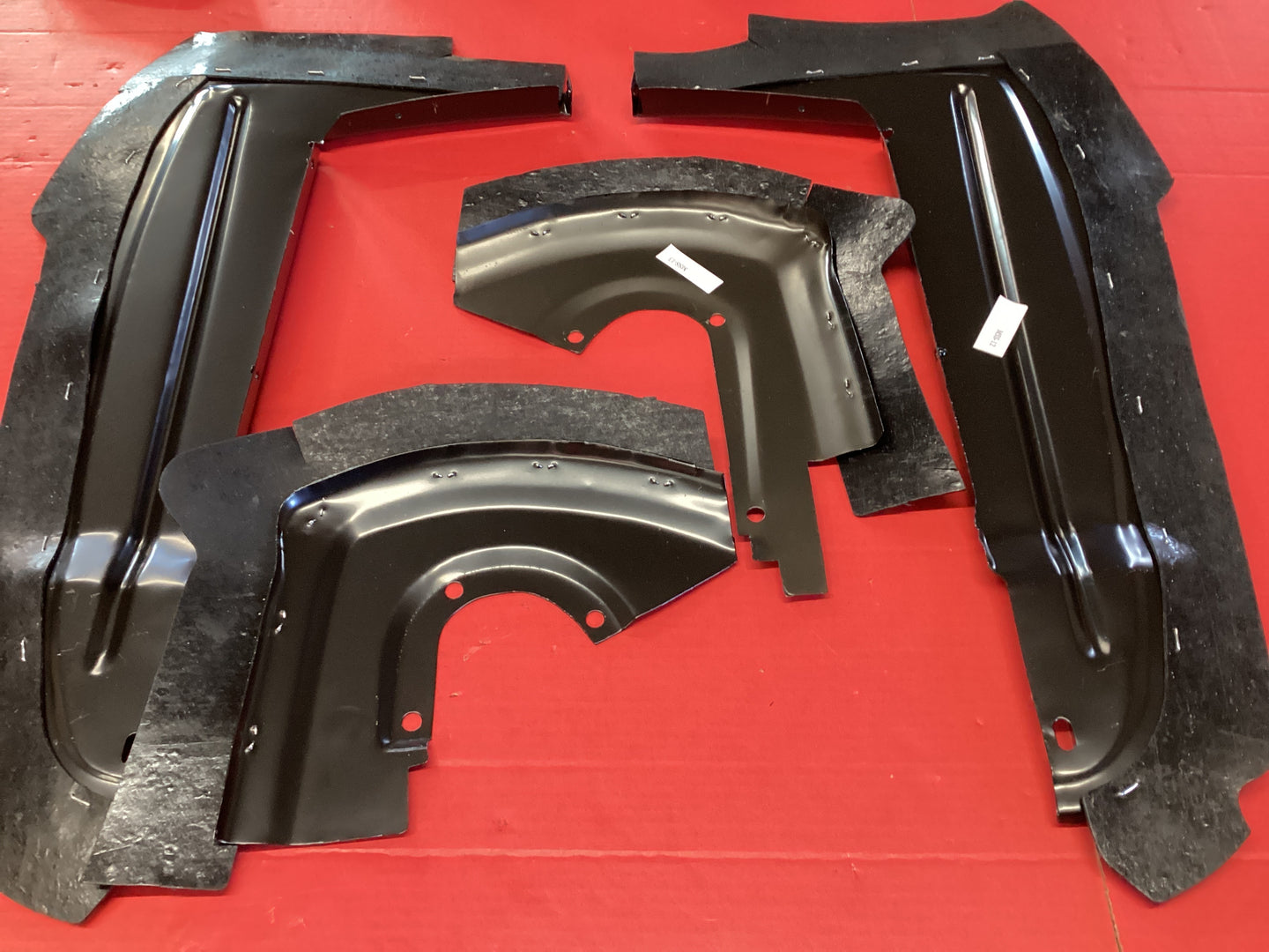 Mustang 1965-1966 Front Fender Spash Shield Set 0f 4   (2 for front inner fender and 2 rear inner front fender) with rubber attached